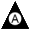 A capital &quot;A&quot; in a white circle on a black triangle