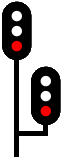 Double head with bottom head below and to the right of the top one