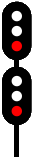 Double head with bottom head directly underneath top head