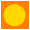 Yellow circle on an orange square with white border